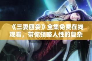 《三妻四妾》全集免费在线观看，带你领略人性的复杂与情感的纠葛