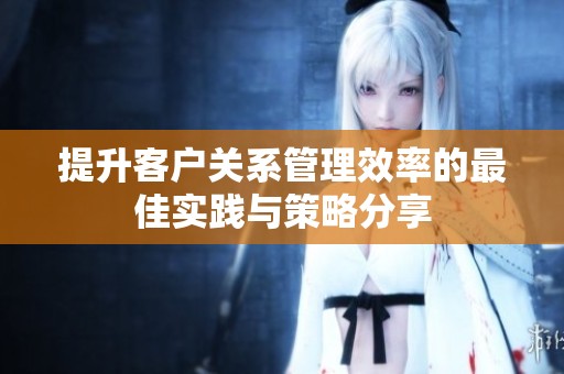 提升客户关系管理效率的最佳实践与策略分享